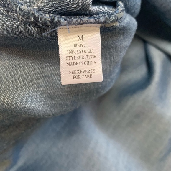 Altar’d State chambray boho festival artsy embroidery tassels popover tunic Med - Picture 14 of 16